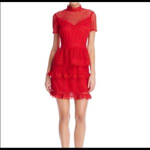 NWT AQUA red ruffled dress